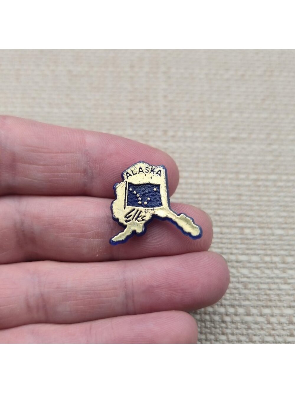 Vintage Alaska Elks Lodge State Map Big Dipper Flag Enamel Lapel Pin A8084
